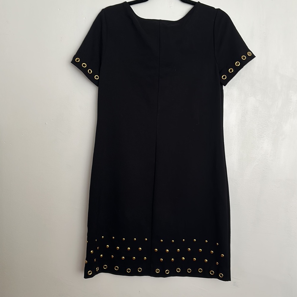 Roz & Ali  Dress Woman’s Black Stretch Shift Mod Gold Grommets Stretch - Picture 3 of 4